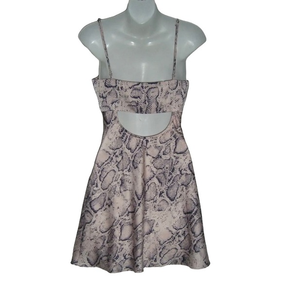 Cotton Candy LA Dress Pink Slip Navy Snakeskin Open Back 90's Style Sexy Mini S - Picture 4 of 10